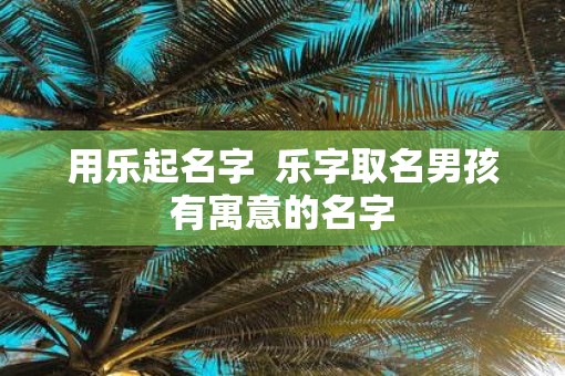用乐起名字  乐字取名男孩有寓意的名字