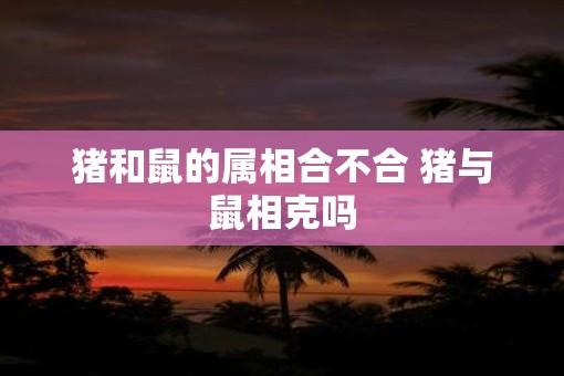 猪和鼠的属相合不合 猪与鼠相克吗