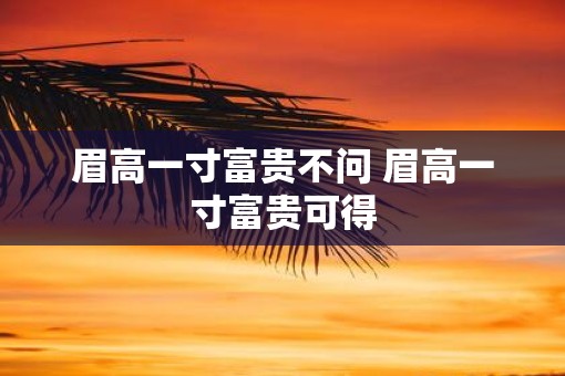 眉高一寸富贵不问 眉高一寸富贵可得