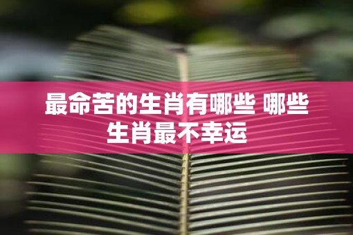 最命苦的生肖有哪些 哪些生肖最不幸运