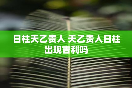 日柱天乙贵人 天乙贵人日柱出现吉利吗