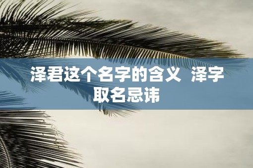 泽君这个名字的含义  泽字取名忌讳