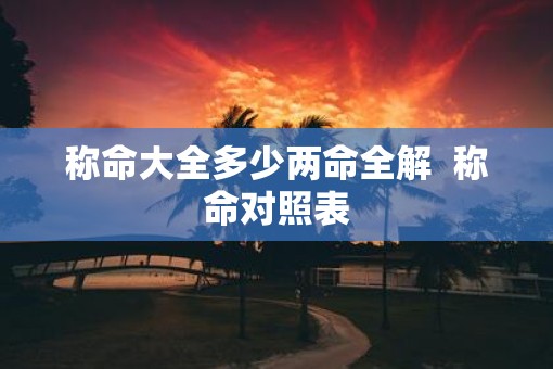 称命大全多少两命全解  称命对照表