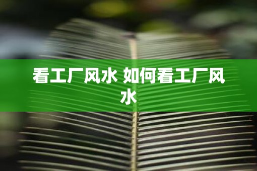 看工厂风水 如何看工厂风水