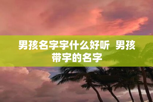 男孩名字宇什么好听  男孩带宇的名字