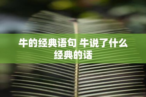 牛的经典语句 牛说了什么经典的话