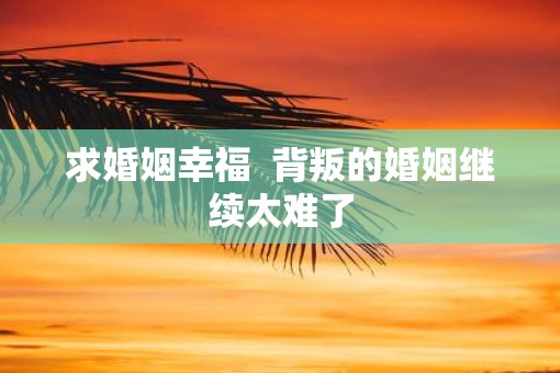 求婚姻幸福  背叛的婚姻继续太难了