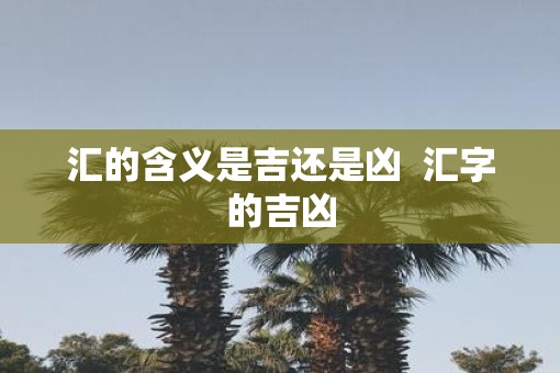汇的含义是吉还是凶  汇字的吉凶