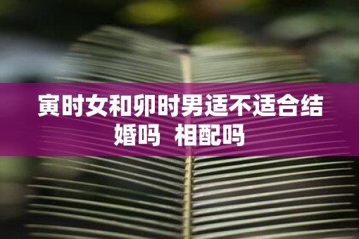 寅时女和卯时男适不适合结婚吗  相配吗