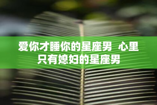 爱你才睡你的星座男  心里只有媳妇的星座男