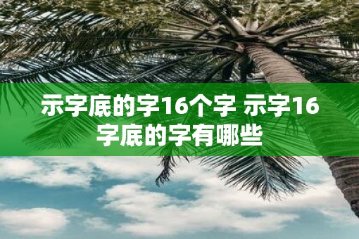 示字底的字16个字 示字16字底的字有哪些