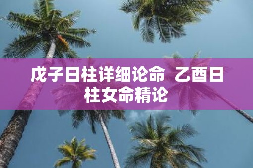 戊子日柱详细论命  乙酉日柱女命精论