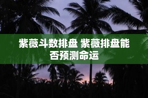 紫薇斗数排盘 紫薇排盘能否预测命运 紫薇斗数排盘 紫薇排盘能否预测命运