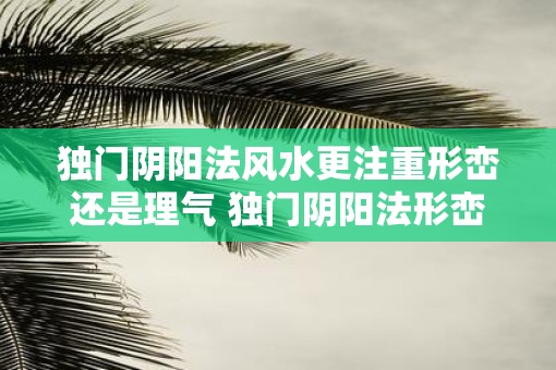 独门阴阳法风水更注重形峦还是理气 独门阴阳法形峦还是理气