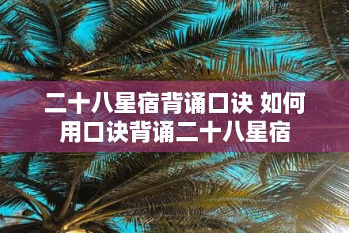 二十八星宿背诵口诀 如何用口诀背诵二十八星宿