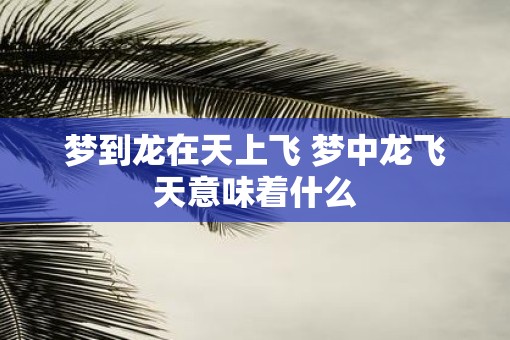 梦到龙在天上飞 梦中龙飞天意味着什么