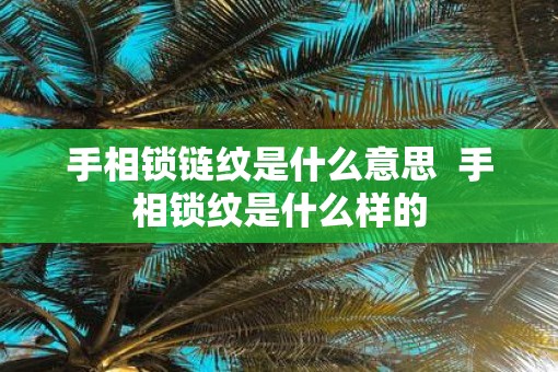 手相锁链纹是什么意思  手相锁纹是什么样的