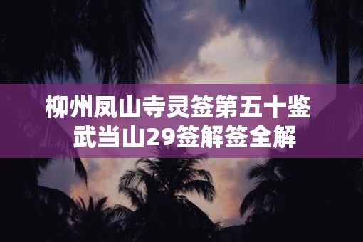 柳州凤山寺灵签第五十鉴  武当山29签解签全解