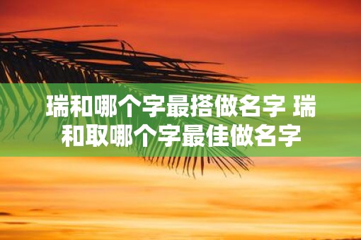 瑞和哪个字最搭做名字 瑞和取哪个字最佳做名字
