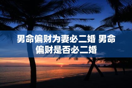 男命偏财为妻必二婚 男命偏财是否必二婚