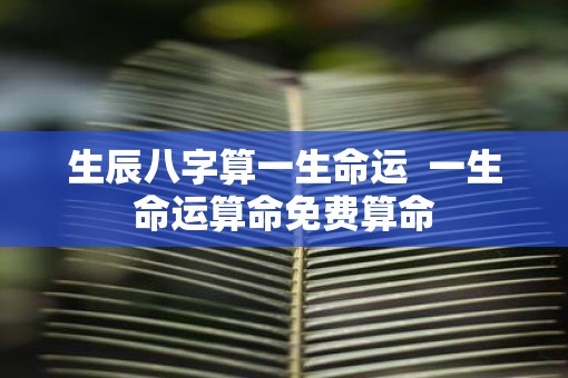 生辰八字算一生命运  一生命运算命免费算命