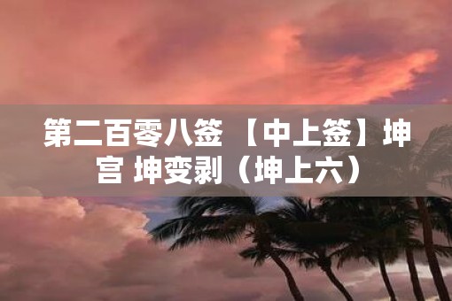 第二百零八签 【中上签】坤宫 坤变剥（坤上六）