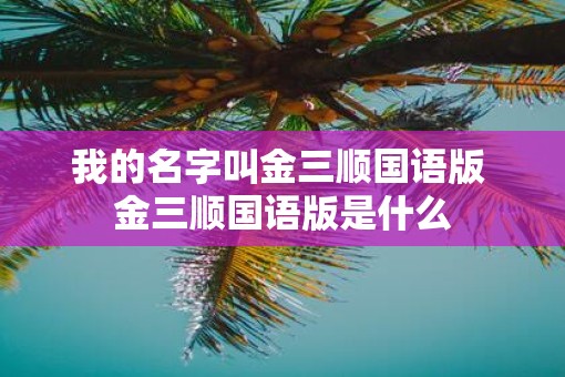 我的名字叫金三顺国语版 金三顺国语版是什么