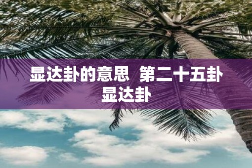 显达卦的意思  第二十五卦显达卦