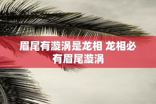 眉尾有漩涡是龙相 龙相必有眉尾漩涡