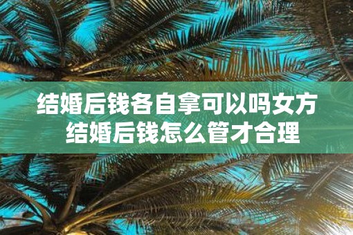 结婚后钱各自拿可以吗女方  结婚后钱怎么管才合理