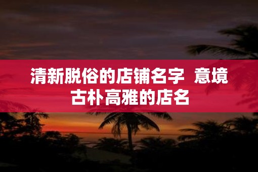 清新脱俗的店铺名字  意境古朴高雅的店名