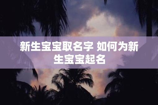 新生宝宝取名字 如何为新生宝宝起名