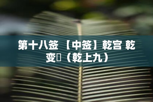 第十八签 【中签】乾宫 乾变夬（乾上九）