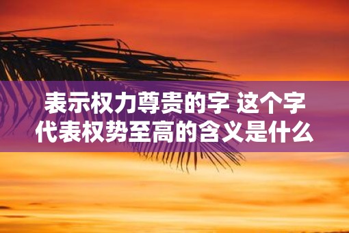 表示权力尊贵的字 这个字代表权势至高的含义是什么