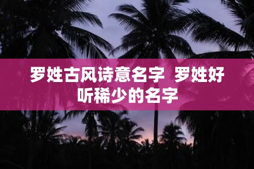 罗姓古风诗意名字  罗姓好听稀少的名字