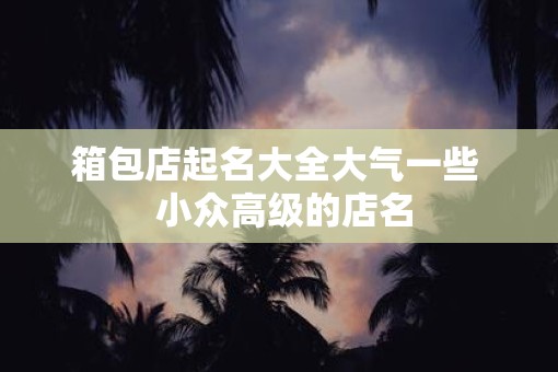 箱包店起名大全大气一些  小众高级的店名