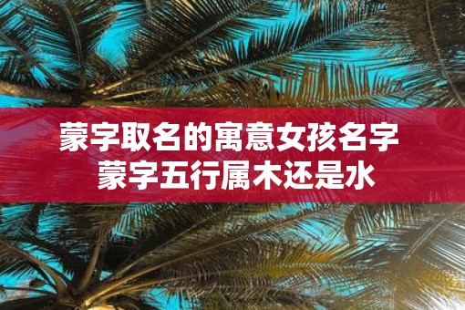 蒙字取名的寓意女孩名字  蒙字五行属木还是水