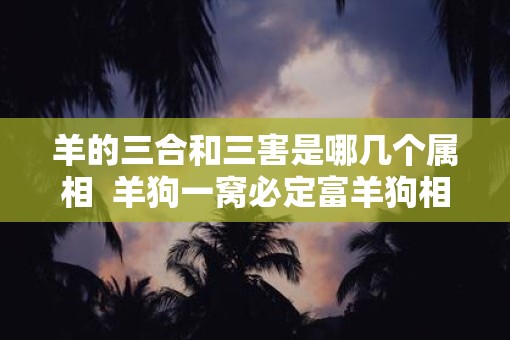 羊的三合和三害是哪几个属相  羊狗一窝必定富羊狗相刑