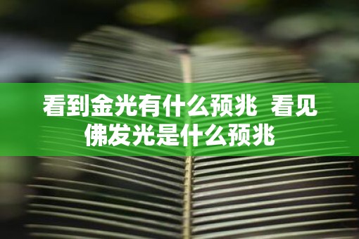 看到金光有什么预兆  看见佛发光是什么预兆