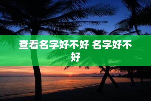 查看名字好不好 名字好不好