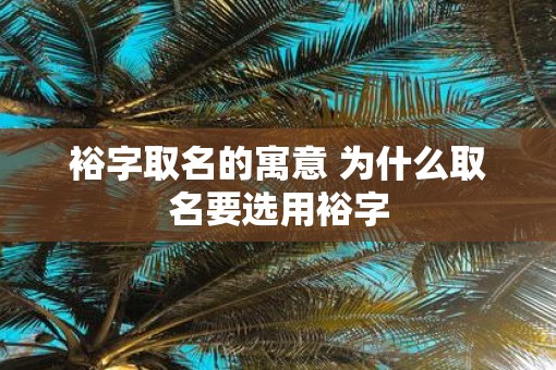 裕字取名的寓意 为什么取名要选用裕字