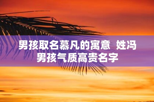 男孩取名慕凡的寓意  姓冯男孩气质高贵名字
