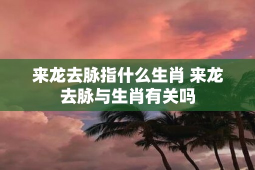 来龙去脉指什么生肖 来龙去脉与生肖有关吗