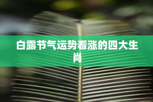 白露节气运势看涨的四大生肖