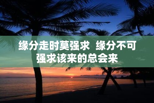 缘分走时莫强求 缘分不可强求该来的总会来 缘分走时莫强求 缘分不可强求该来的总会来