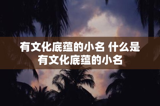 有文化底蕴的小名 什么是有文化底蕴的小名