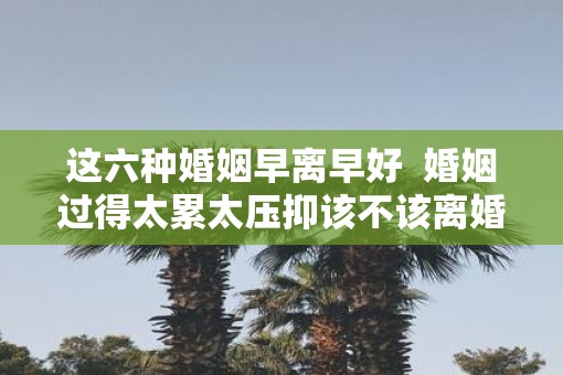 这六种婚姻早离早好  婚姻过得太累太压抑该不该离婚