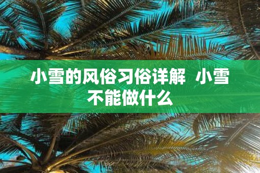 小雪的风俗习俗详解  小雪不能做什么