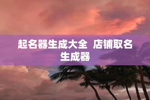 起名器生成大全  店铺取名生成器