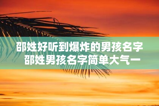 邵姓好听到爆炸的男孩名字  邵姓男孩名字简单大气一点